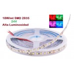 Tira LED 5 mts Flexible 24V 90W 600 Led SMD 2835 IP20 Colores, Alta Luminosidad Tira LED 5 mts Flexible 24V 90W 600 Led SMD 2835 IP20 Colores, Alta Luminosidad